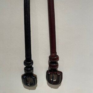 Two leather skinny belts Black and Brown in great condition.  Size Small